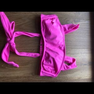 target bright pink bando swimsuit top